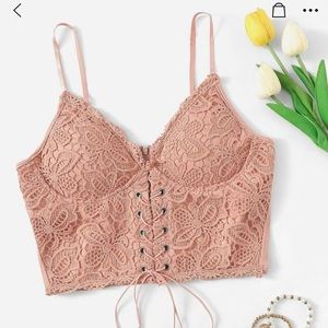 Eyelet Lace Up Zipper Back Cami